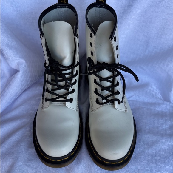 Dr. Martens White Leather Lace-Up Boots - Picture 2 of 3